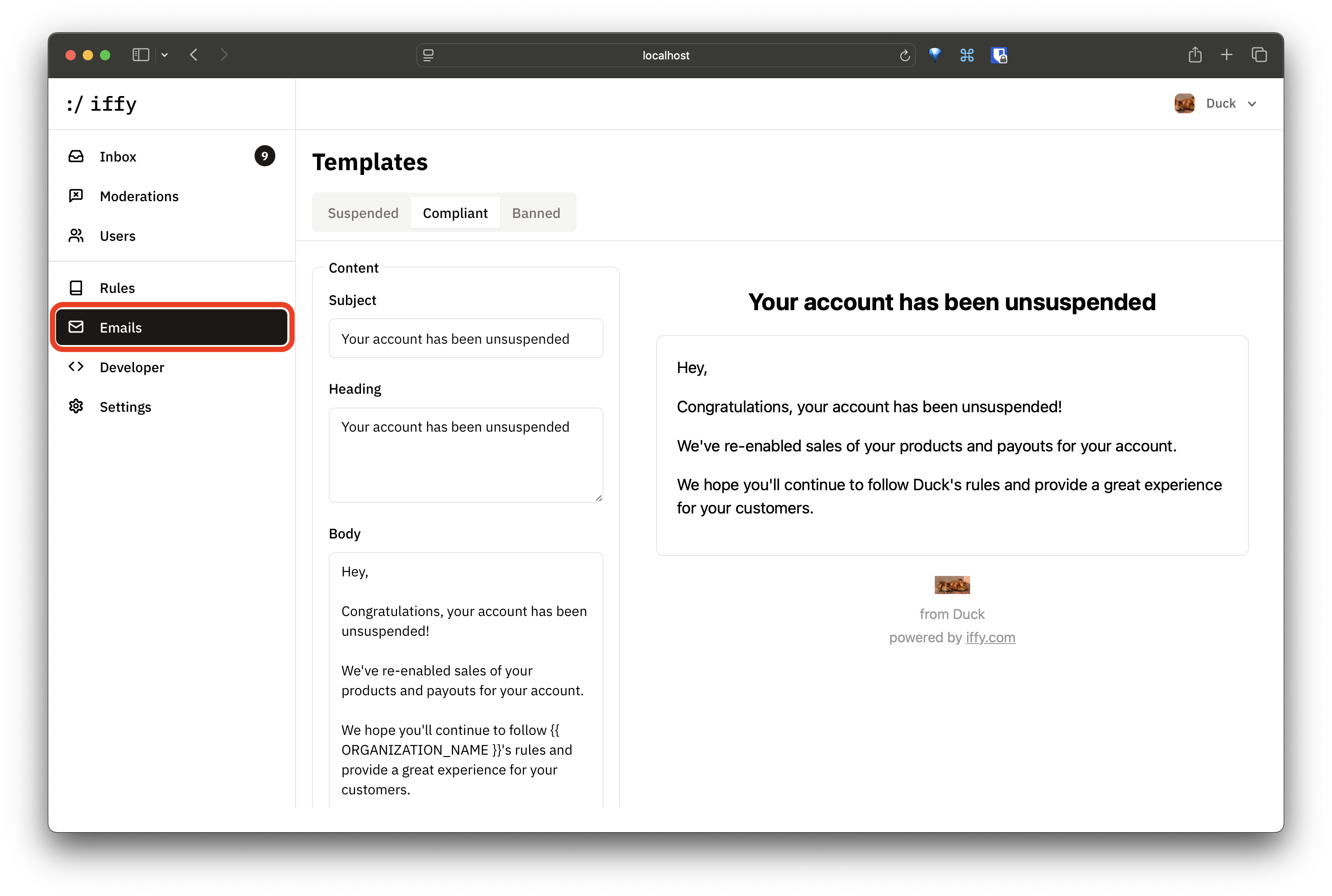 Email templates